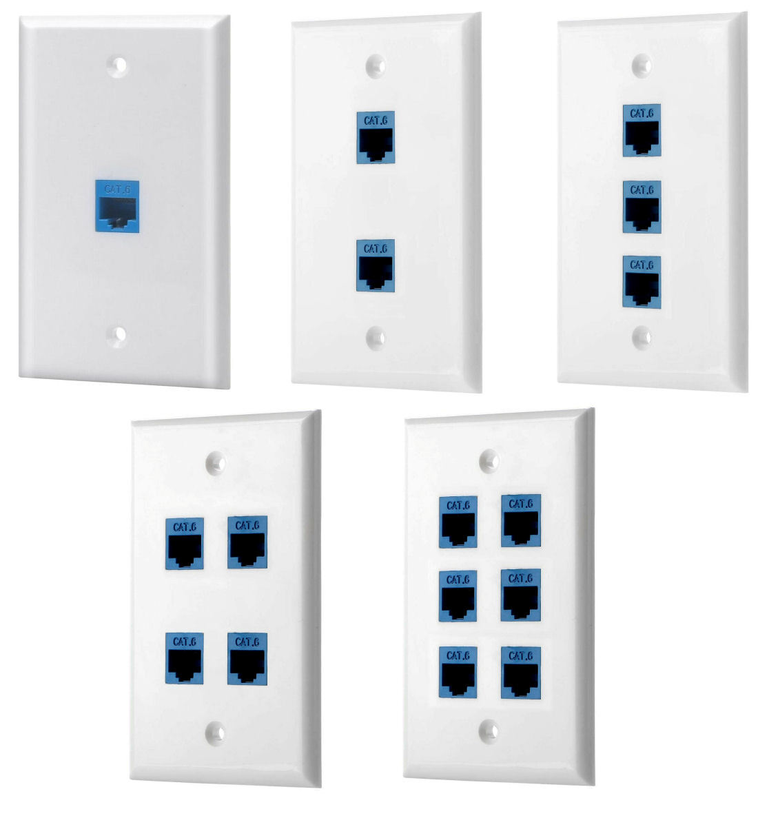 CAT6 Ethernet RJ45 Wall Plate 1 2 3 4 6 Port Single Gang Keystone Couple Network