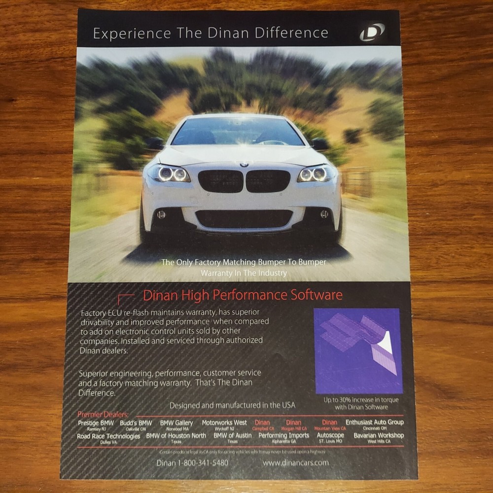 DINAN BMW PRINT AD MAGAZINE ADVERTISEMENT HIGH PERFORMANCE SOFTWARE
