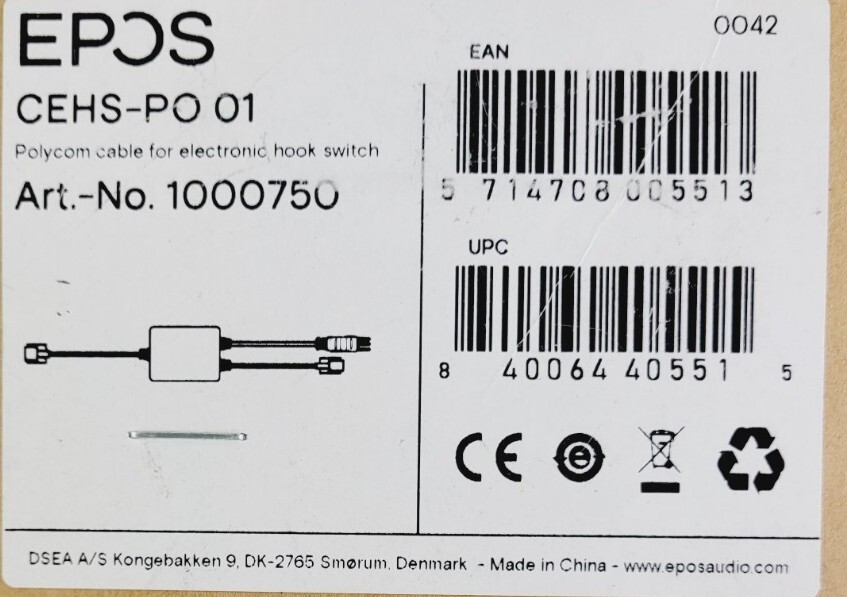 EPOS CEHS-PO01 Polycom Adapter Cable for Electronic Hook Switch