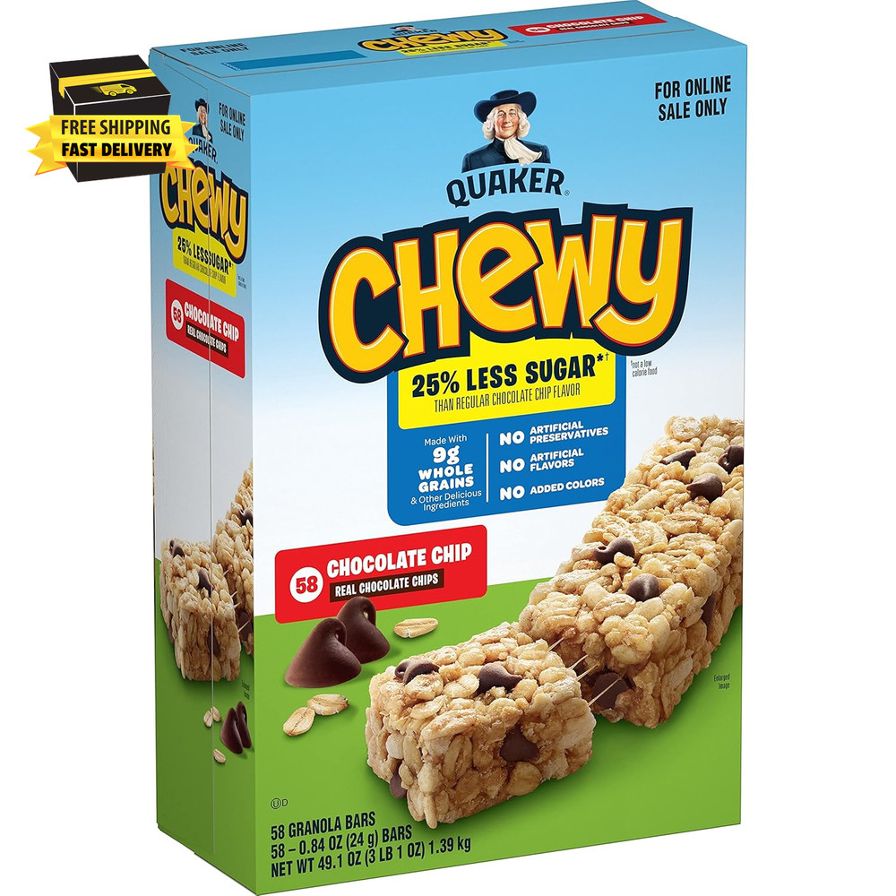 Chewy Lower Sugar Granola Bars, Chocolate Chip, 58 Count ⭐️⭐️⭐️⭐️⭐️