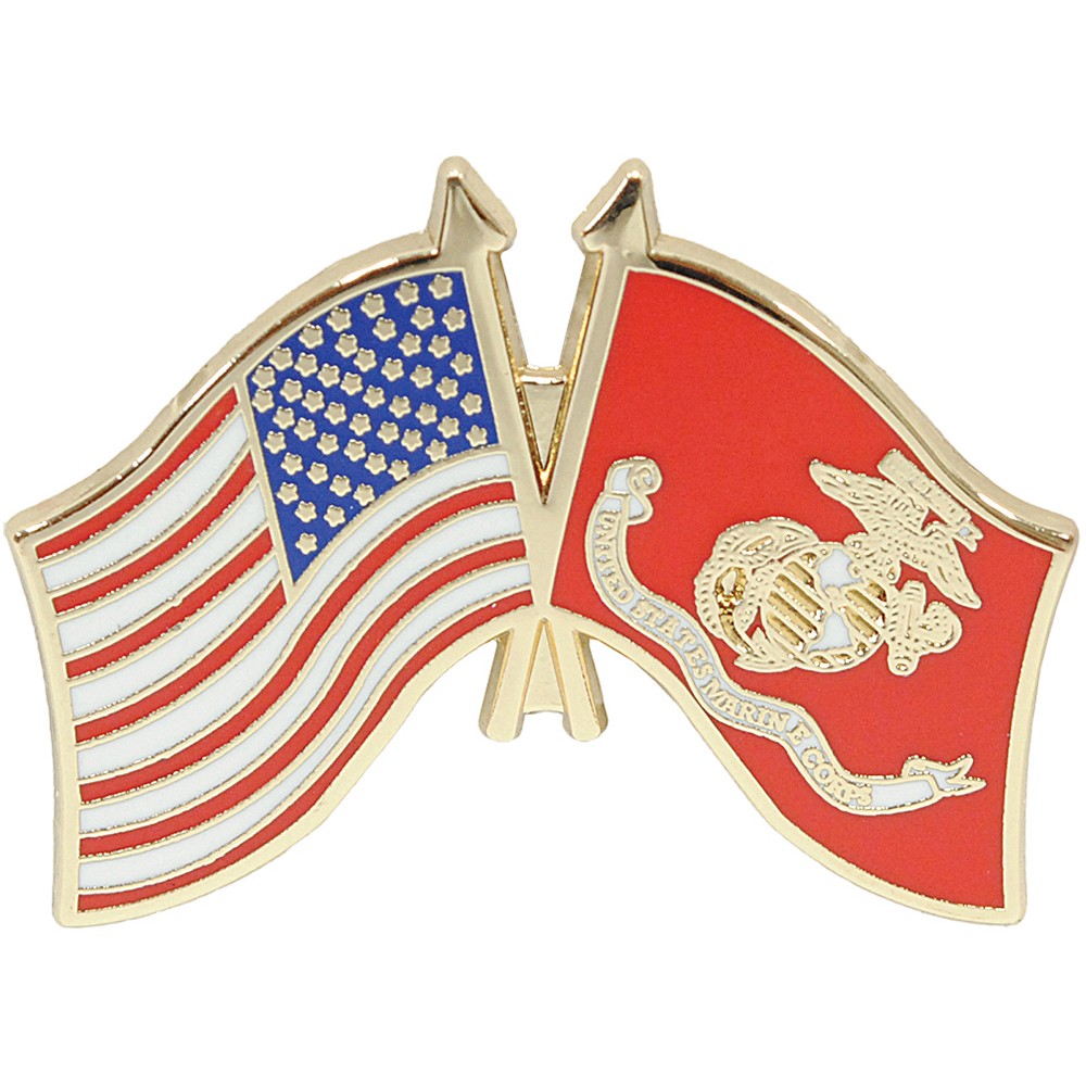 U.S. Flag and USMC Flag Lapel Pin Eagle Emblems (P62593)