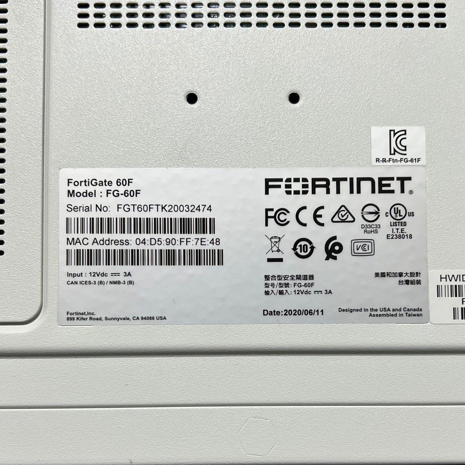 【Select License Term】 Fortinet FG-60F Fortigate-60F Network Security 【1day Ship】