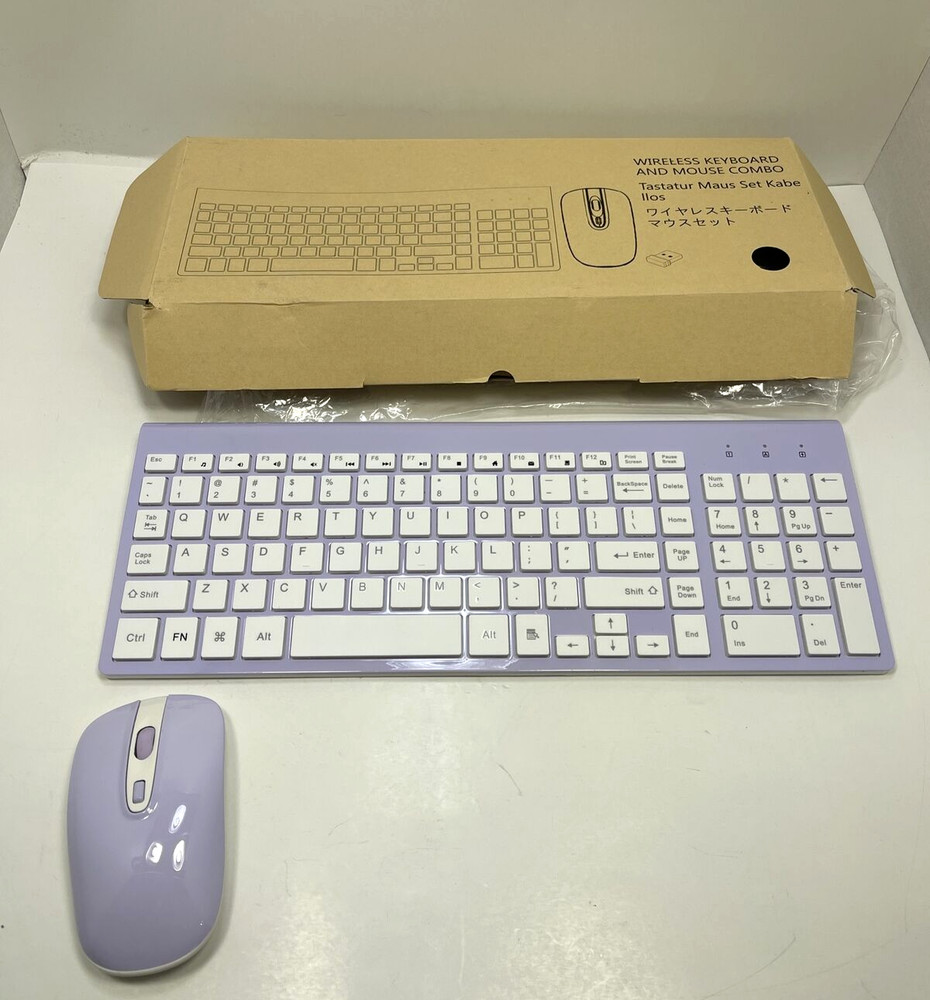 Wireless Keyboard Mouse Combo, Cimetech Compact Full Size Purple