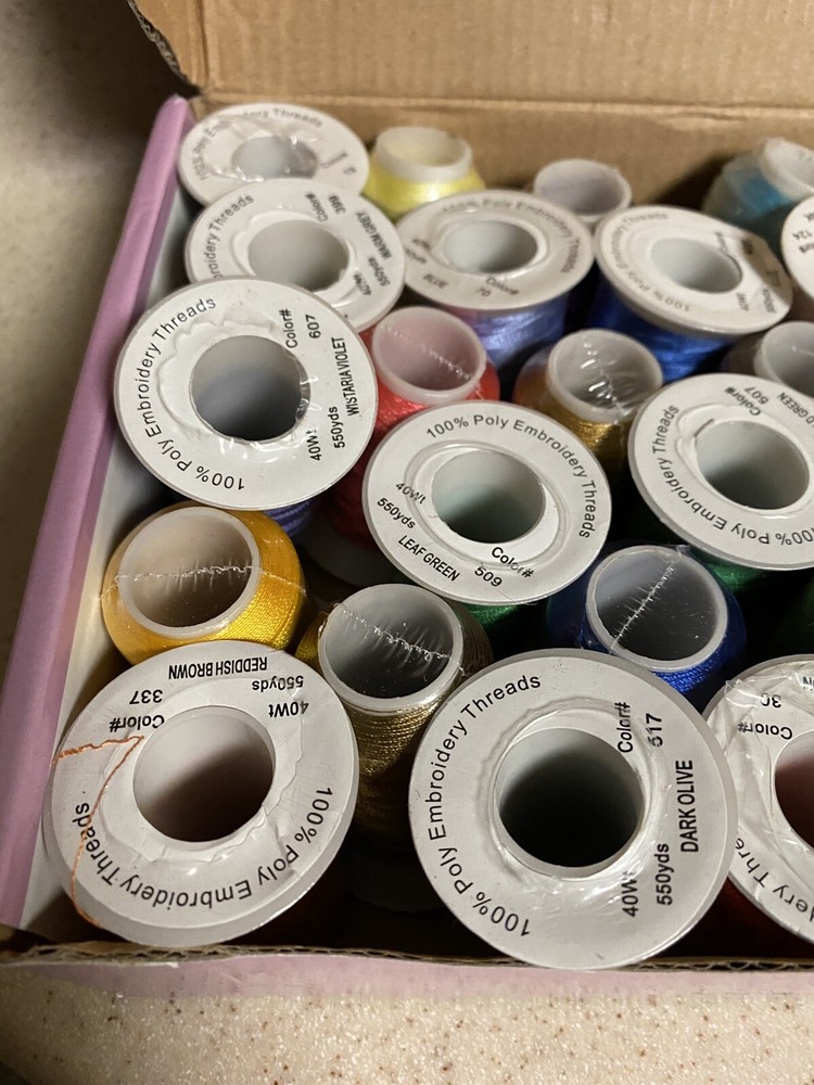 THREAD NANNY 50 CONES OF POLYESTER MACHINE EMBROIDERY THREAD 550YD
