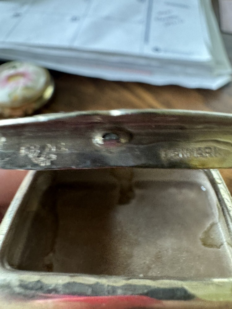 Vintage Silver Pill Box Denmark Tavern Scene Box