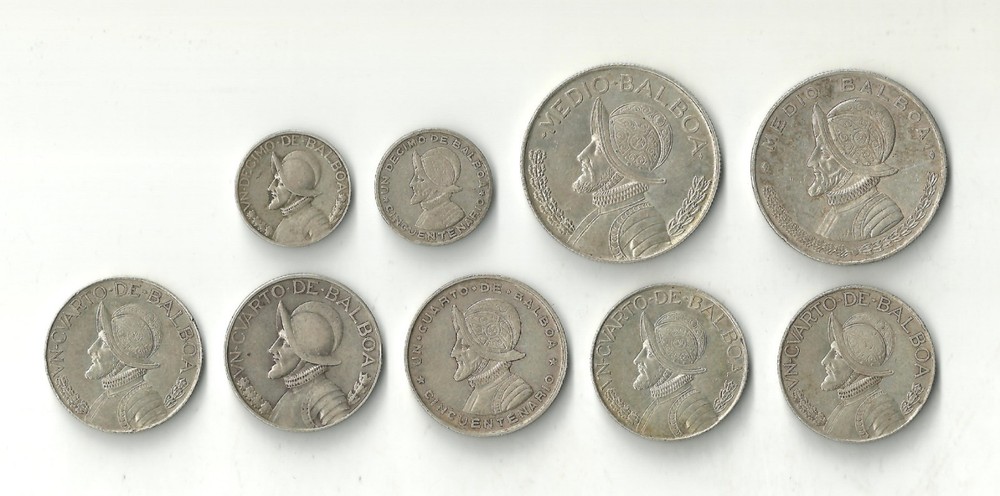 Panama Balboa Silver .900 collection - 9 coins