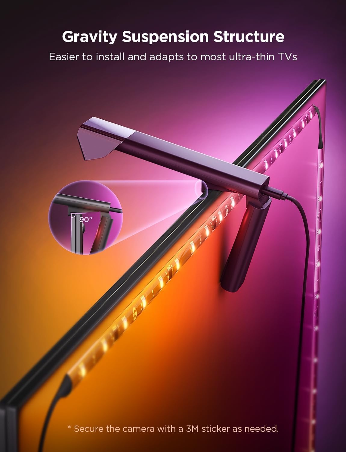 USED Govee TV Backlight 3 Lite 55-65" RGBICW WiFi LED Strip Light H6099 AD1