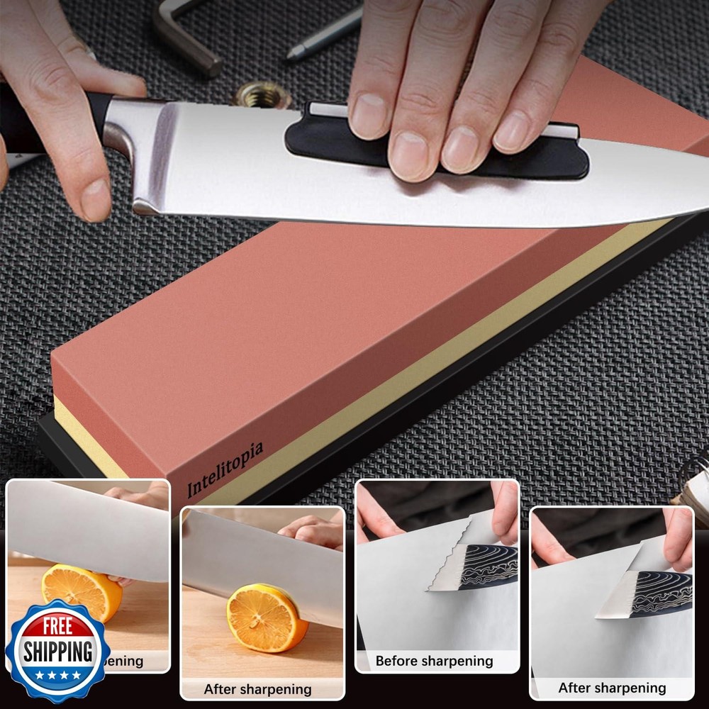 Intelitopia Complete Knife Sharpening Stone Set – Dual Grit Whets