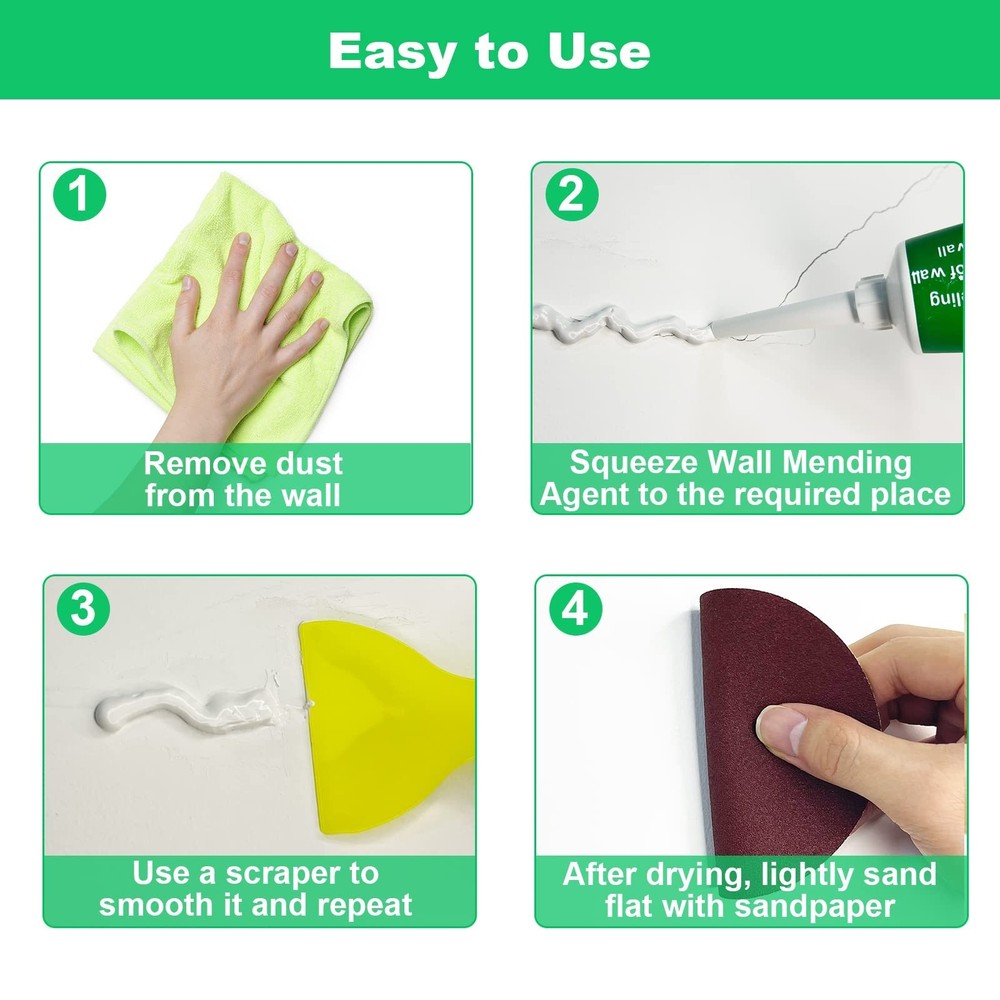 Wall Repair Patch Kit with Scraper, Drywall Repair Kit, Wall Mending Agent Ea...