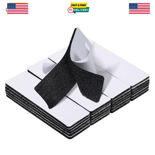20 Sets Heavy Duty Hook & Loop Adhesive Strips 1x4” Black Sticky Back Fastener