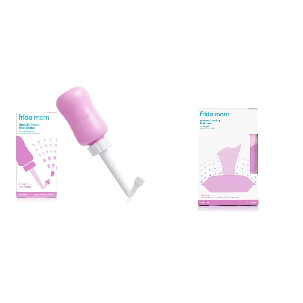 Frida Mom Witch Hazel Perineal Cooling Pad Liners 24pk + Upside Down Peri Bottle