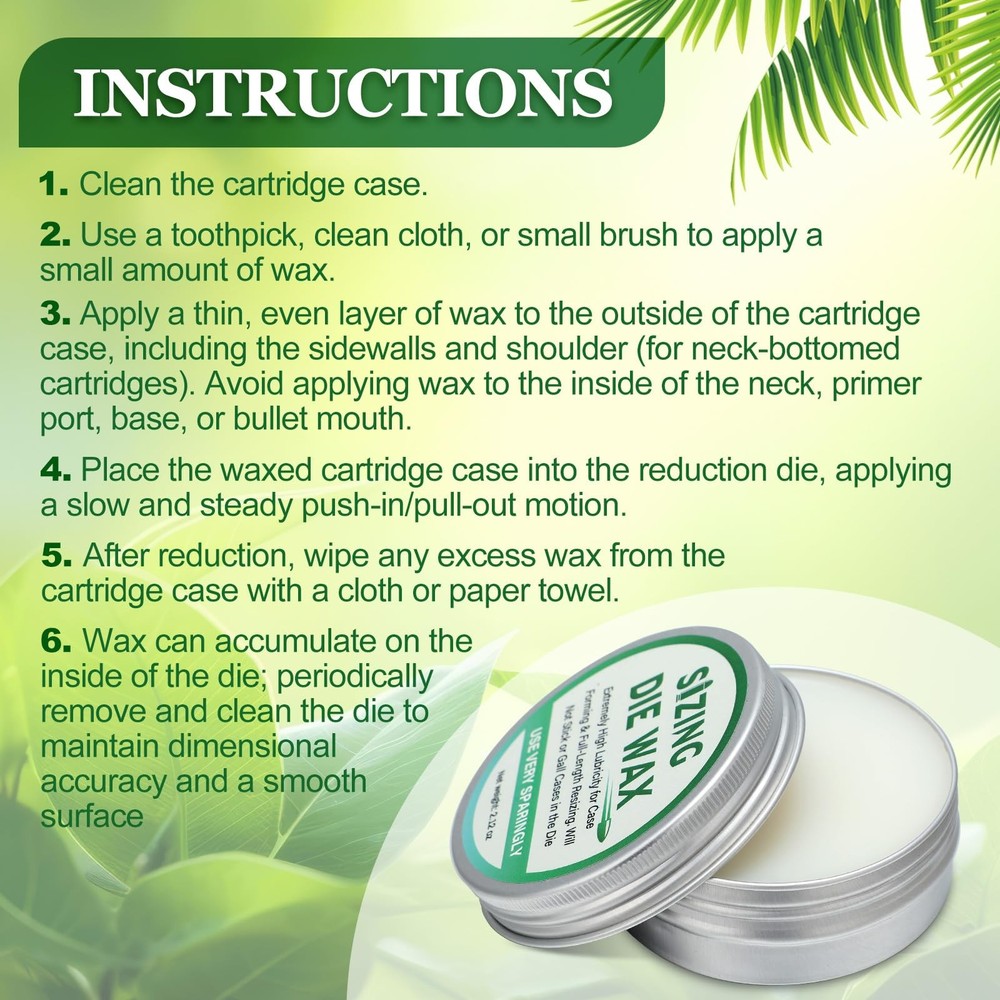 2 Pack Sizing Die Wax 2 Ounce Case Lube Wax for Reloading Ease of Application...