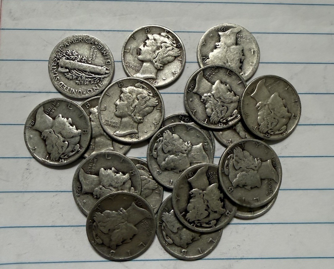 Lot of 2 Mercury Dimes 1916 to 1945 Mixed 90% Silver Coins - Choose How Many!