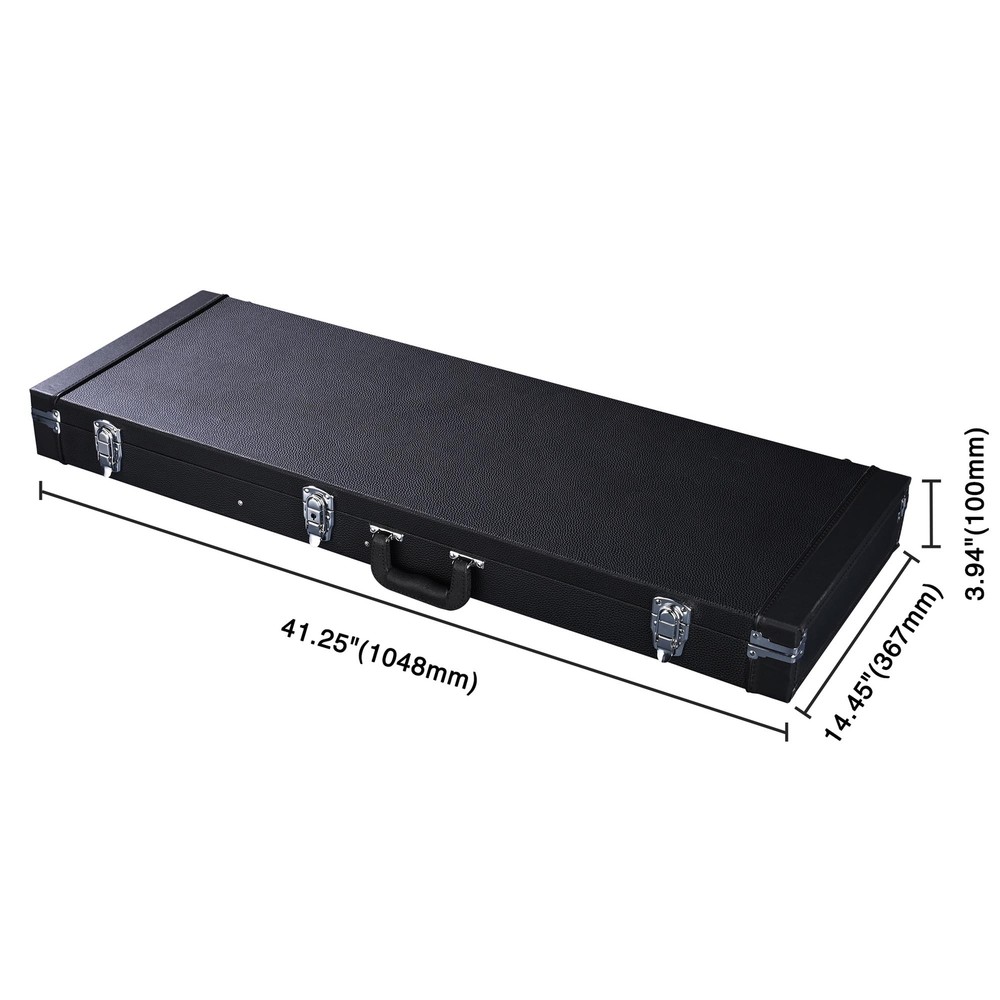 Universal Square Electric Guitar Hard Case Wooden Shell Lockable Carrying Case