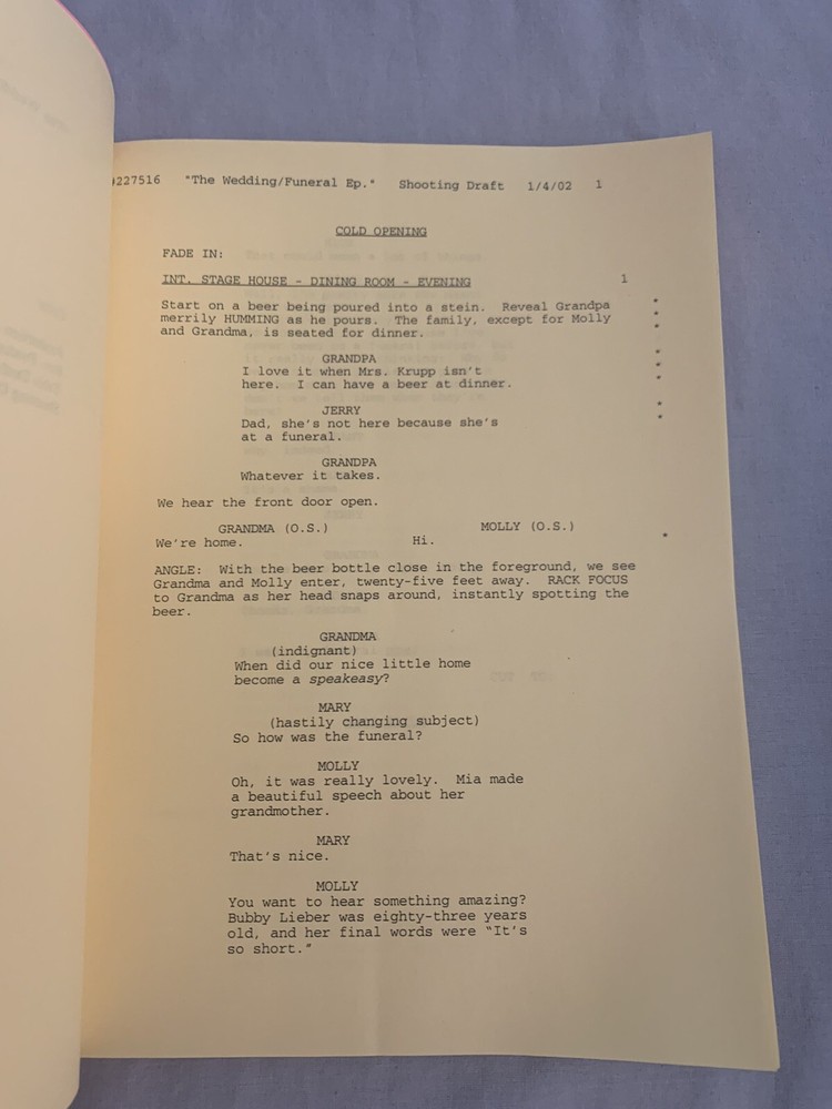 Maybe It’s Me TV Show Script Warner Bros. Tv Show. Shooting Draft Script