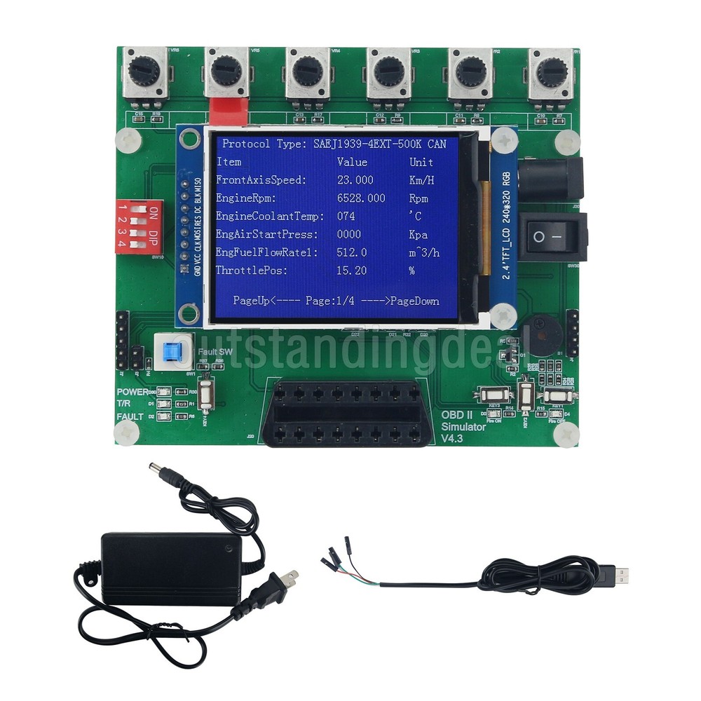 J1939 Simulator OBD II Simulator OBD2 ECU Simulator w/ 2.4" TFT Screen ot25