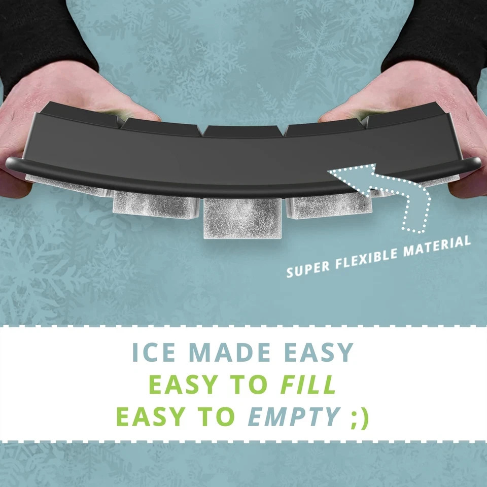 Ice Cube Tray Set with Stackable Lids - 15 Cubes Set of 2