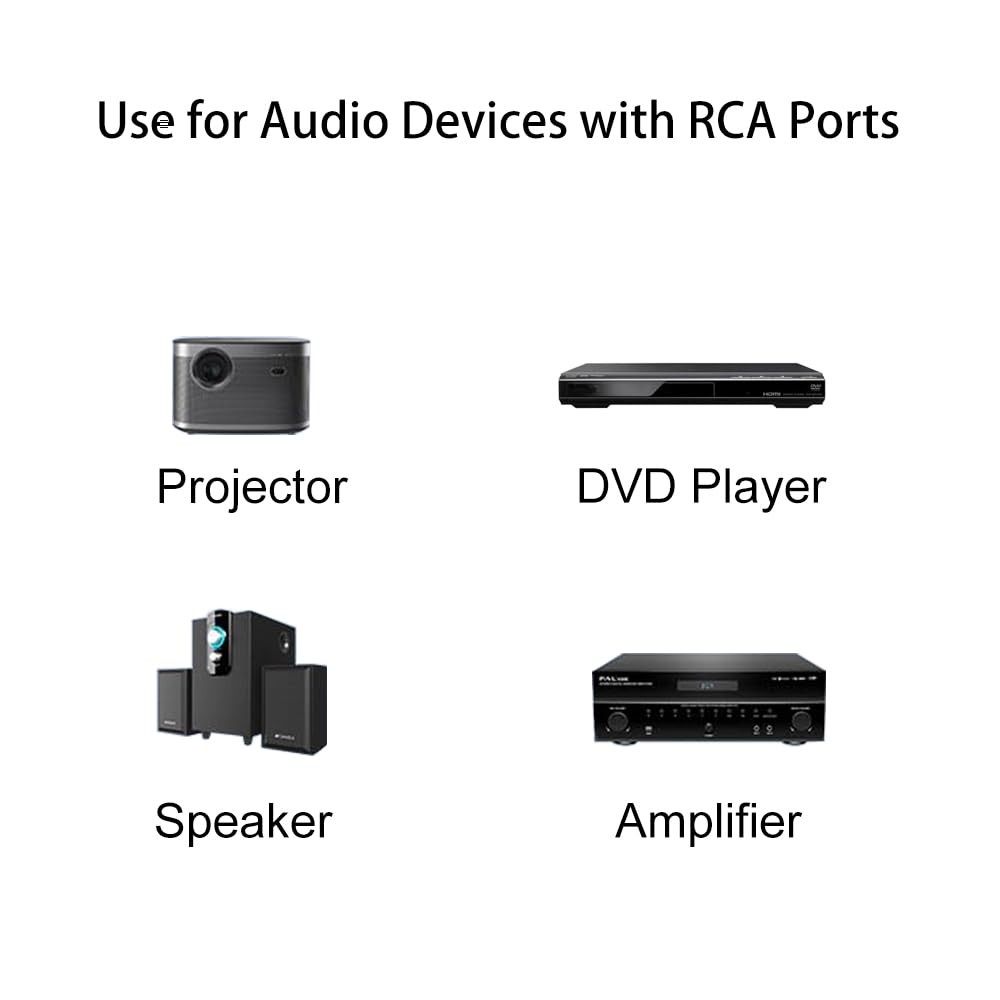 2-Pack 3ft RCA Audio Cable 2RCA Male to Male Stereo Cord for TV Amp