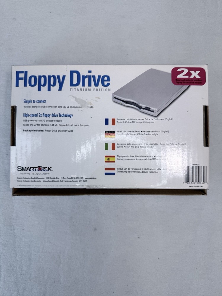 SmartDisk High-Speed USB 3.5" External Floppy Drive FDUSB-TM2 for Windows/Mac