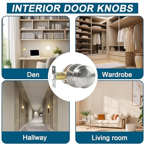 Passage Door Knobs Satin Nickel Door Knobs, for Hallway & Closet Non 6 Pack