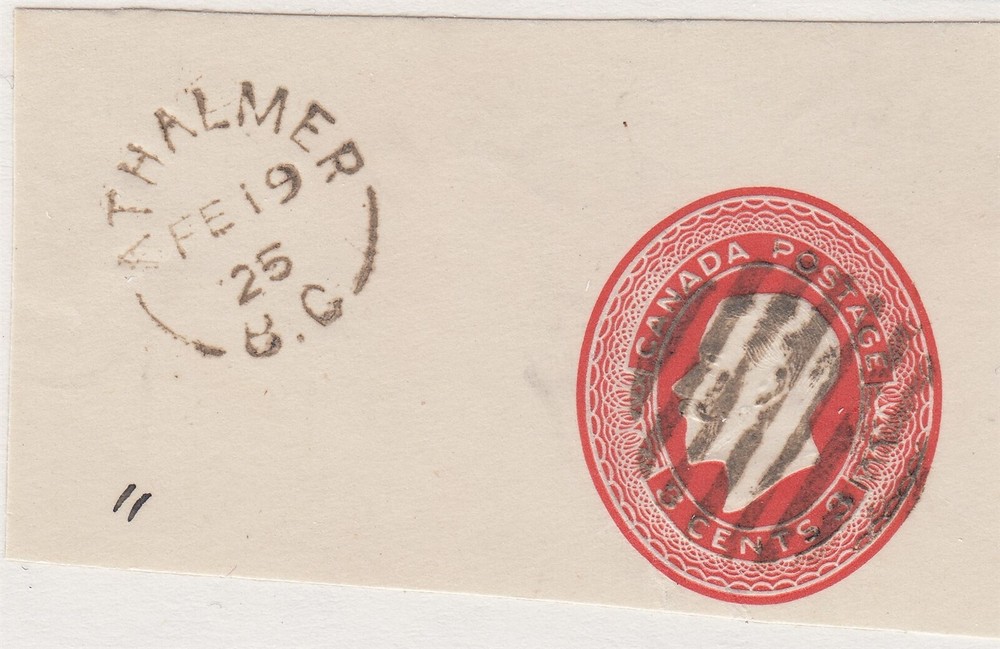 B.C. Split Ring Town Cancel "ATHALMER" FE 19, 25