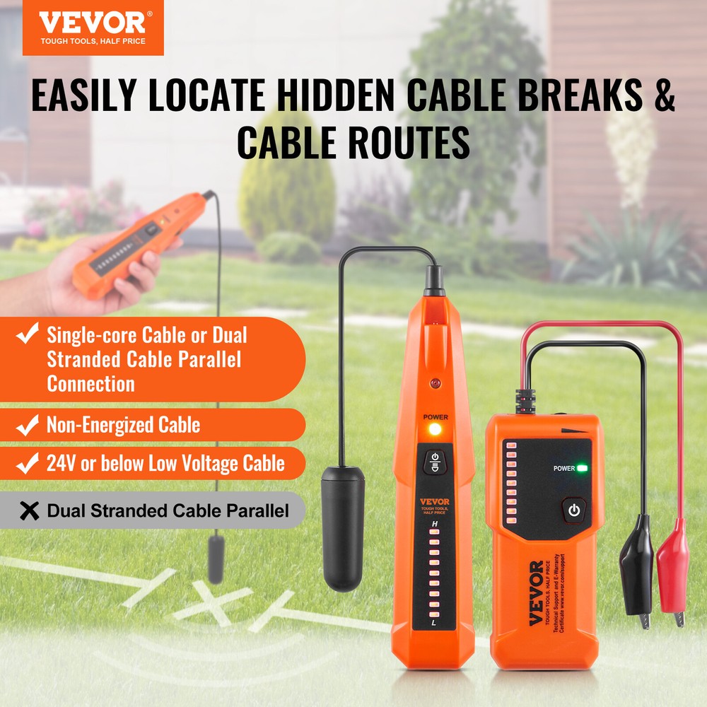 VEVOR Underground Cable Locator 3 FT Max. Detection Depth Wire Break Detector