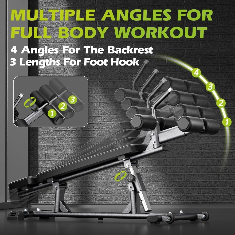 Semi-Commercial Sit-Up Bench with Reverse Crunch Handle for Ab & Core Workout ..