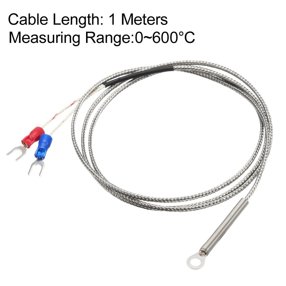 K Type Thermocouple Temperature Sensor Probe with 1M Cable 6mm Hole - Spring