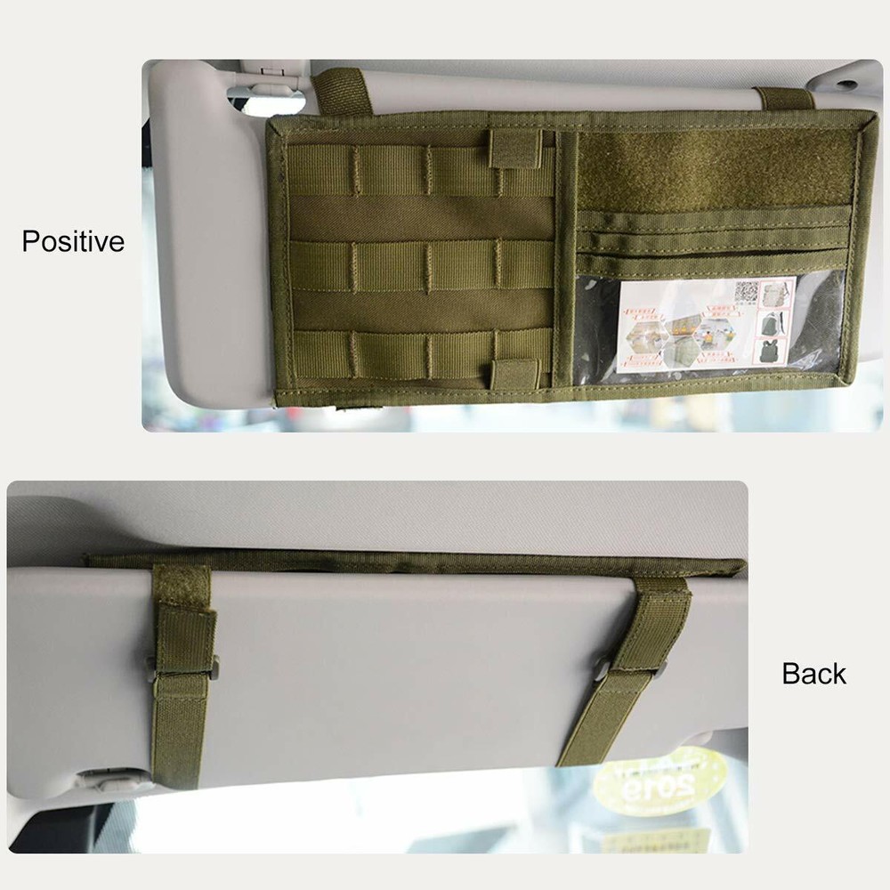 Car Sun Visor Organizer Tactical Molle Visor Panel Accessories Storage Bag Pouch