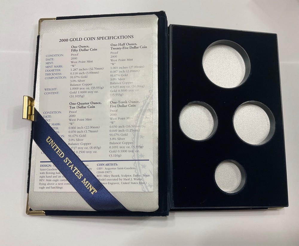 2000 W  West Point American Gold Eagle Proof Set Empty Box with COA, No Coins 📦