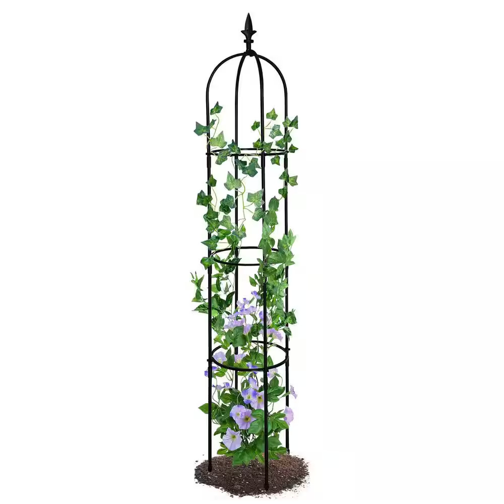 5.7 Ft Garden Obelisk Trellis ; Lightweight Rustproof Plastic Coated Metal Tall