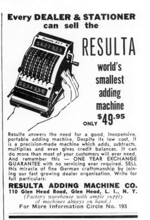 Vintage Adding Machine/Calculator Resulta 7 from about 1950-1960