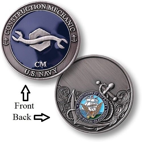 CM = Construction Mechanic ~ Seabee ~ U.S. Navy ~ Challenge Coins