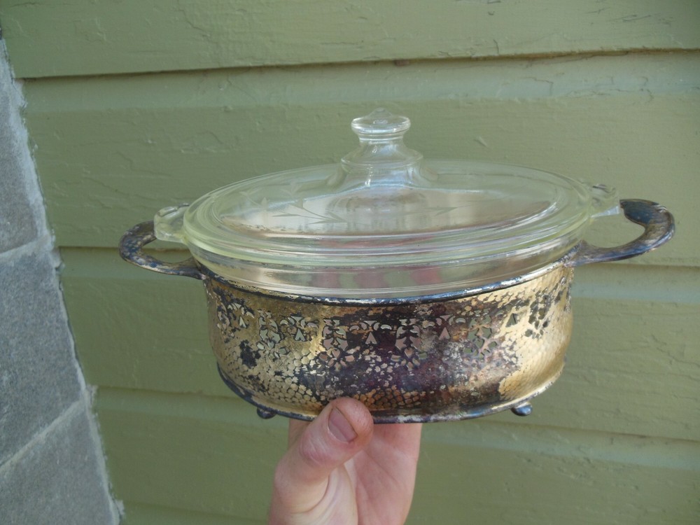 Vintage Pyrex 1926 - 1939 Silverplate Casserole Bowl Dish 032-OR-632-B Early!
