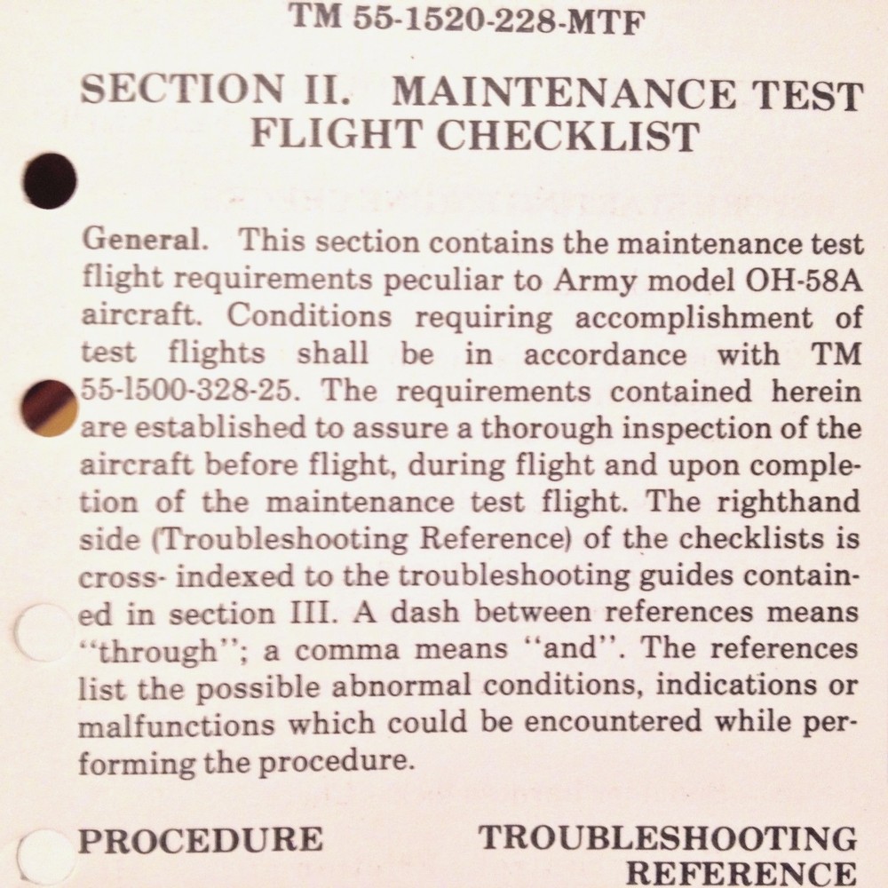 Bell Kiowa OH-58A Maintenance Test Flight Manual