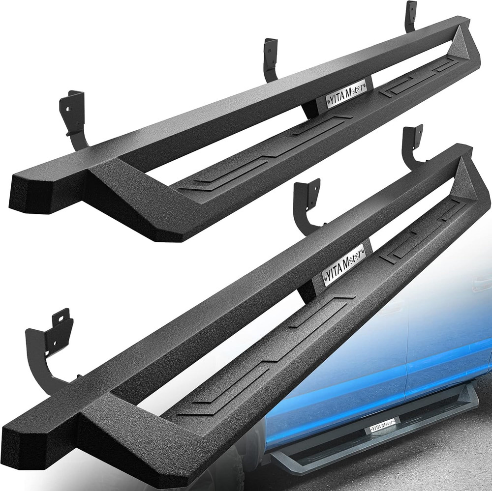 Off-Road Drop Side Steps for 2009-2024 Dodge Ram Crew Cab, Black Nerf Bars