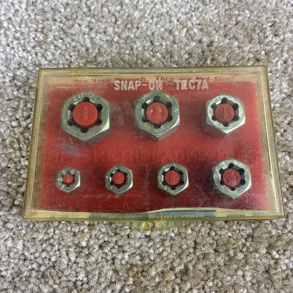 Snap-On TRC7A Rethreader Dies 7Pcs. Original Case Good Condition