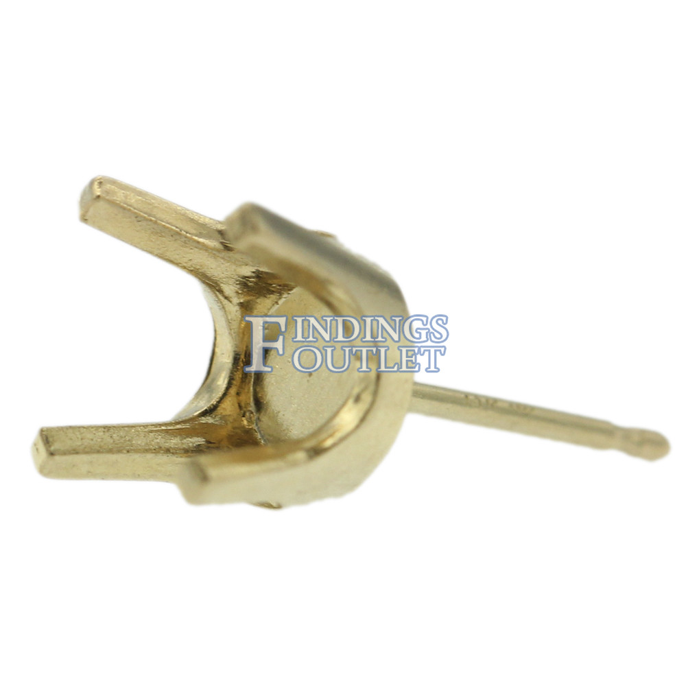 14k Yellow Gold Round Stud Earring Mounting Setting Push Back Post 4 Prong