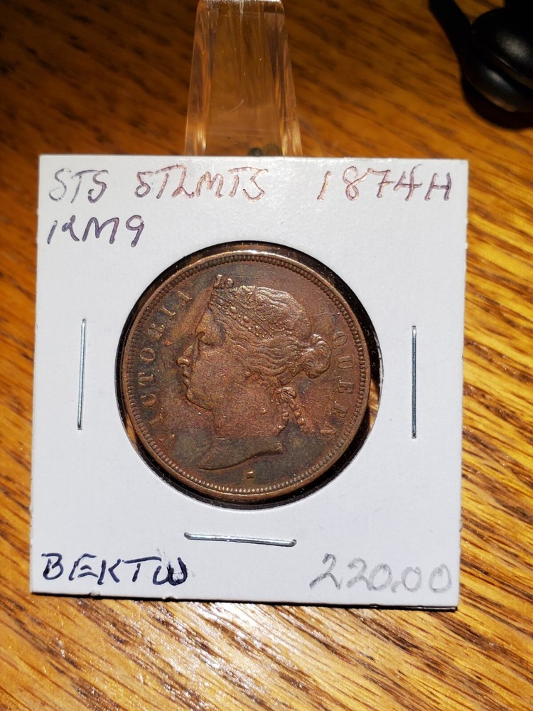 1874-H Straits Settlements 1 One Cent -High Grade