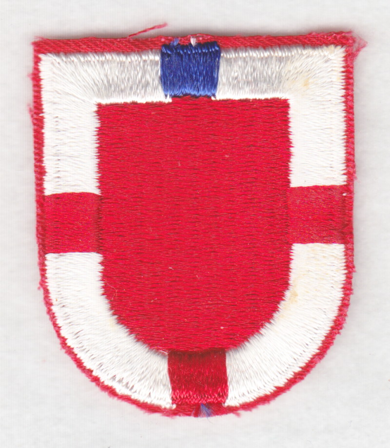 Army Beret Patch:  20th Engineer Battalion, blue top square  - cut edge