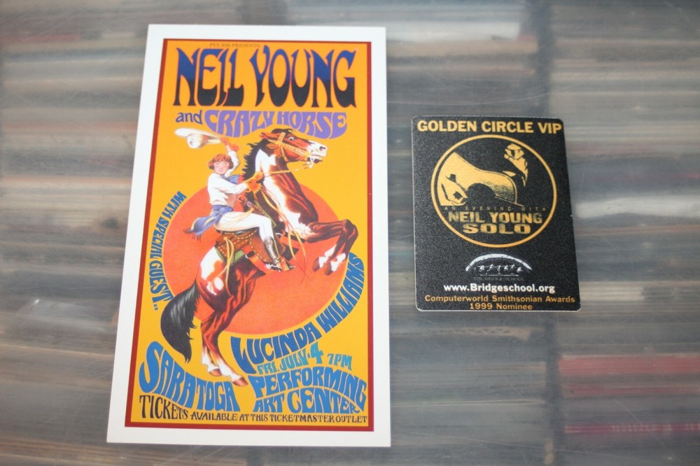 Neil Young  -  Concert Flyer + Unused Backstage Pass - FREE POSTAGE - lot #13