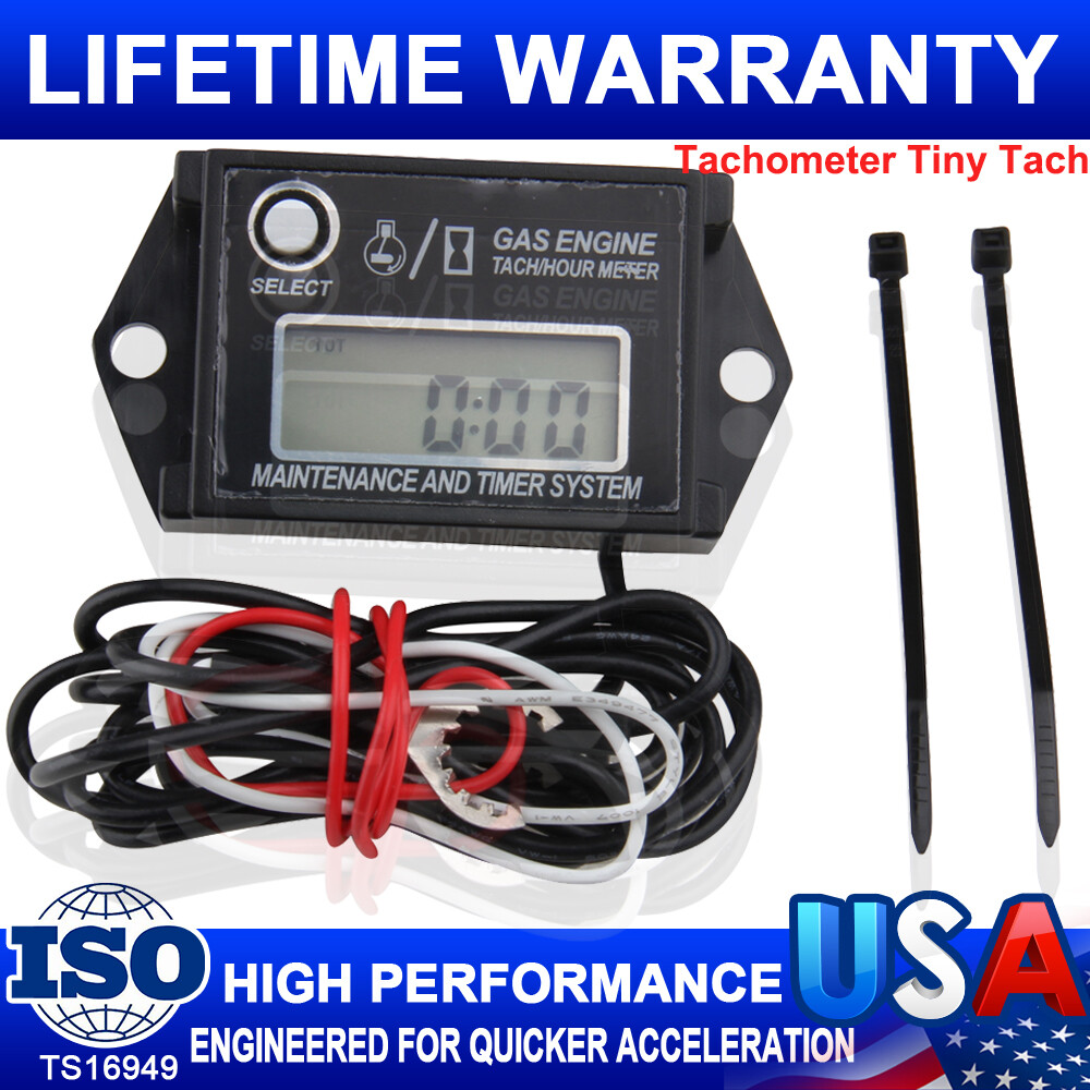 Tachometer Tiny Tach/Hour Meter for 2 Stroke & 4 Stroke Small Engine motorcycle