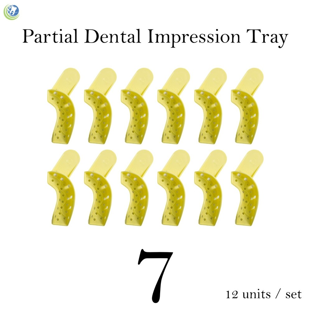 DISPOSABLE PLASTIC AUTOCLAVABLE IMPRESSION TRAYS PARTIAL PERFORATED #7 12/BAG