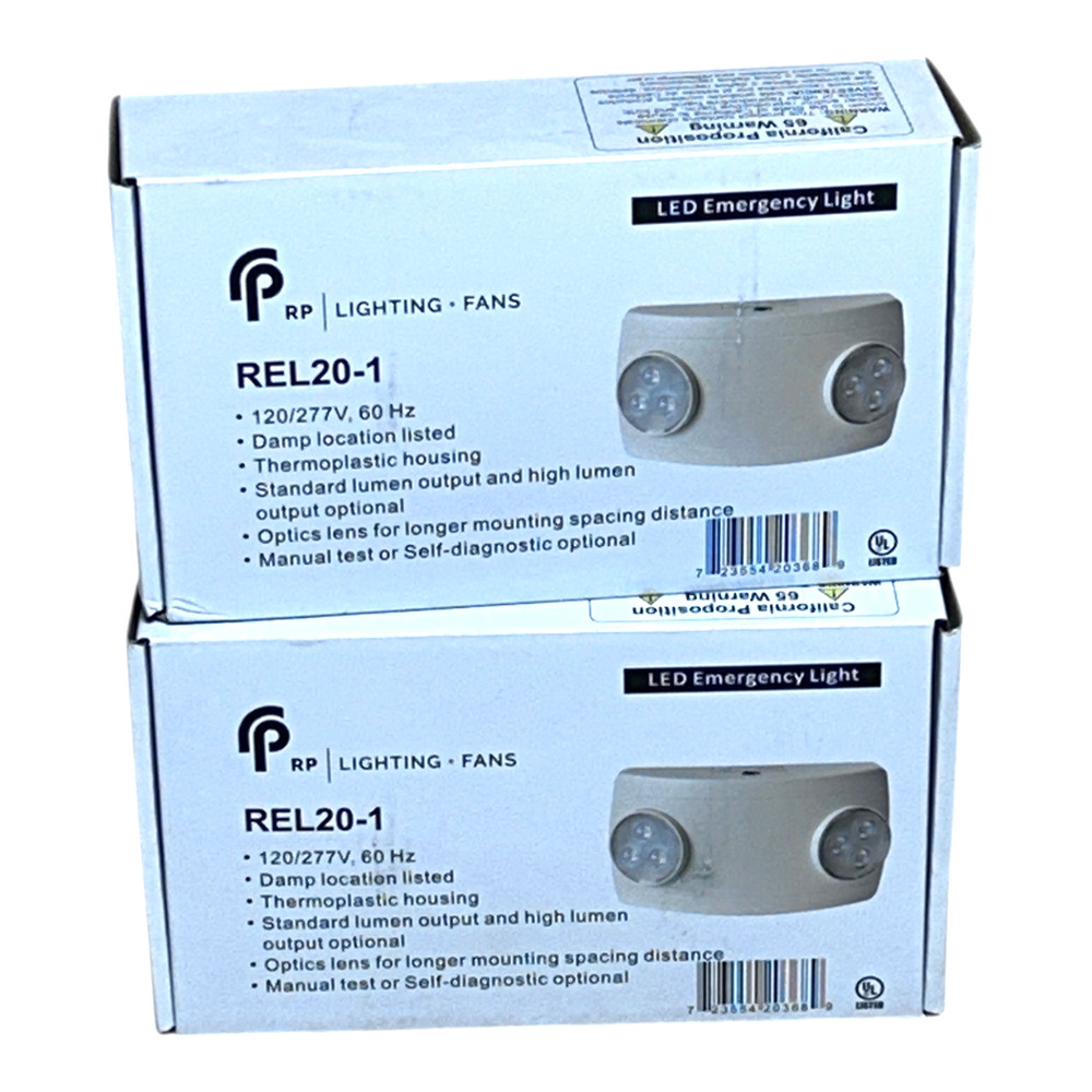 (2) RP Lighting REL20-1 Emergency Light LED Wall/Ceiling Mount Adjustable