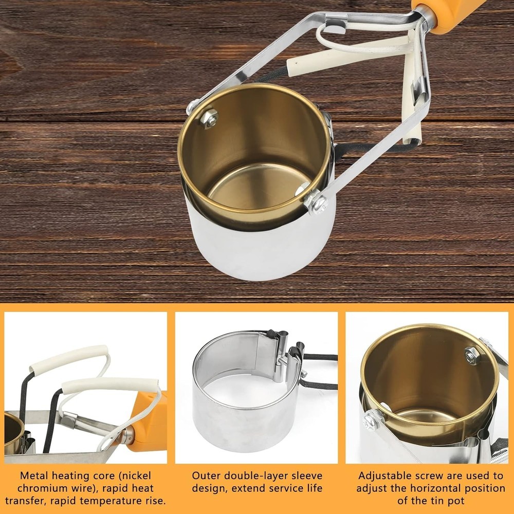 Compact 300W Lead Melting Pot for Hobbyists - Includes Insulation Rack & Gloves