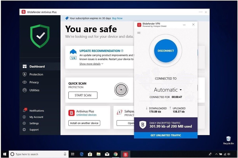 Bitdefender Antivirus Plus | 2 Years 1 WINDOWS PC | Daily VPN