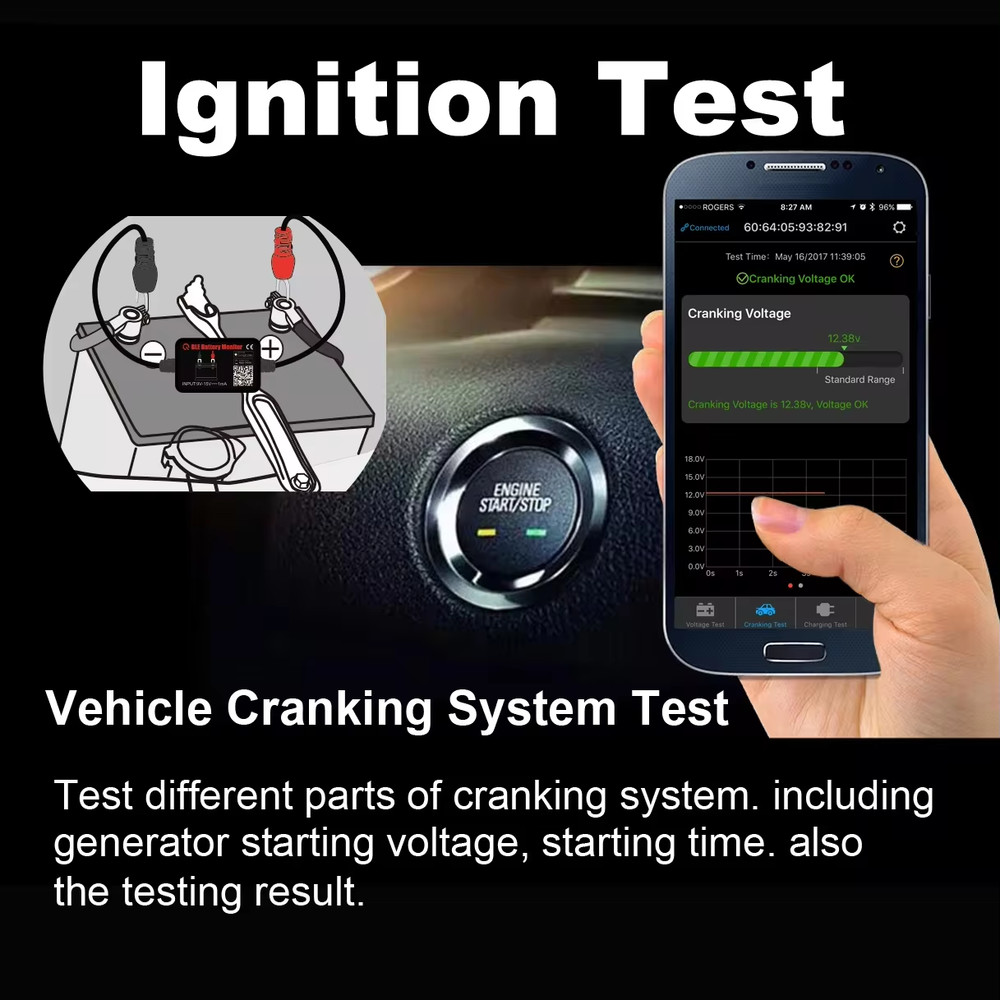 QUICKLYNKS Battery Load Tester 12V Car Mechanics Repair Analyzer For IOS Android