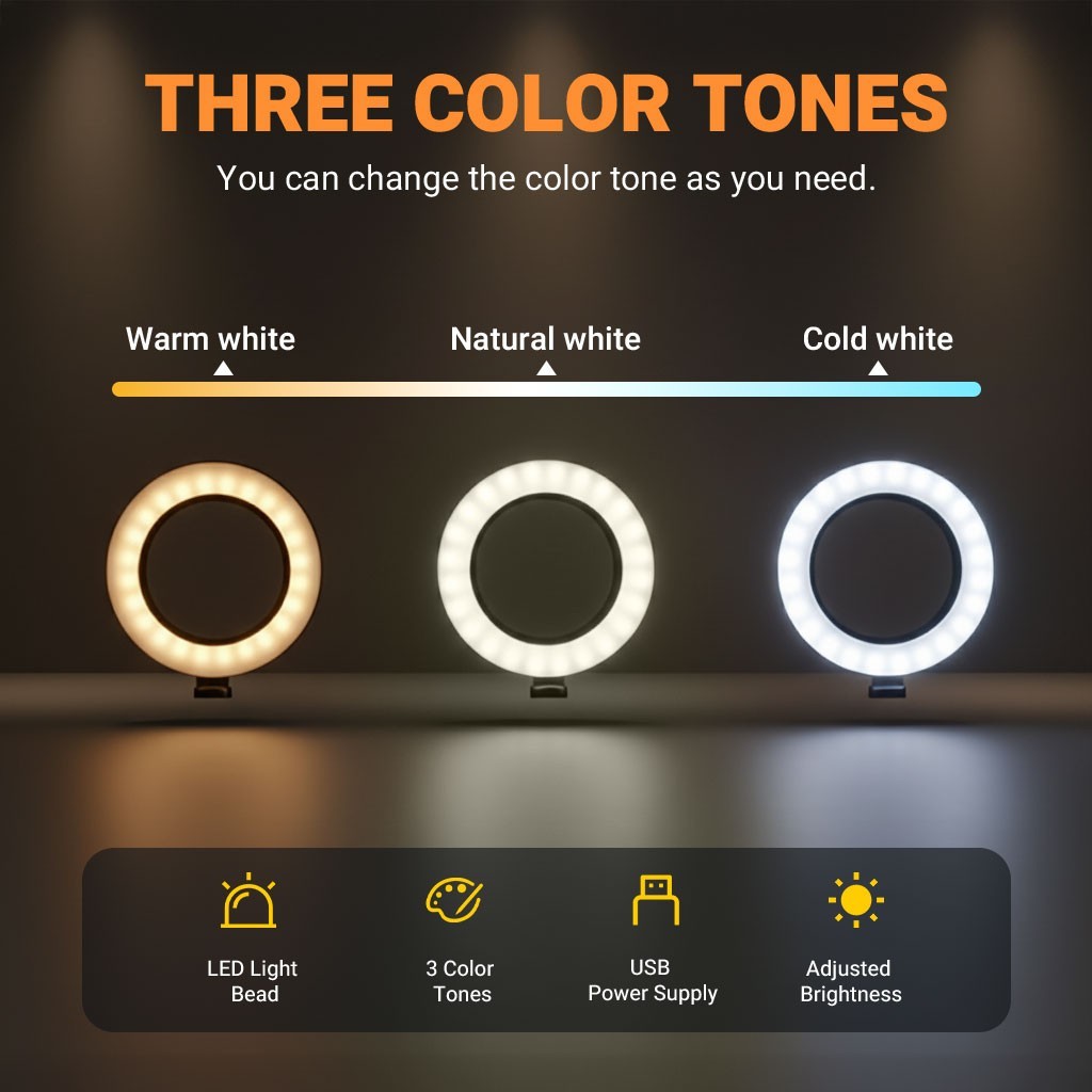 10-inch Ring Light LED Fill Light with Three Color temperatures for Live Video