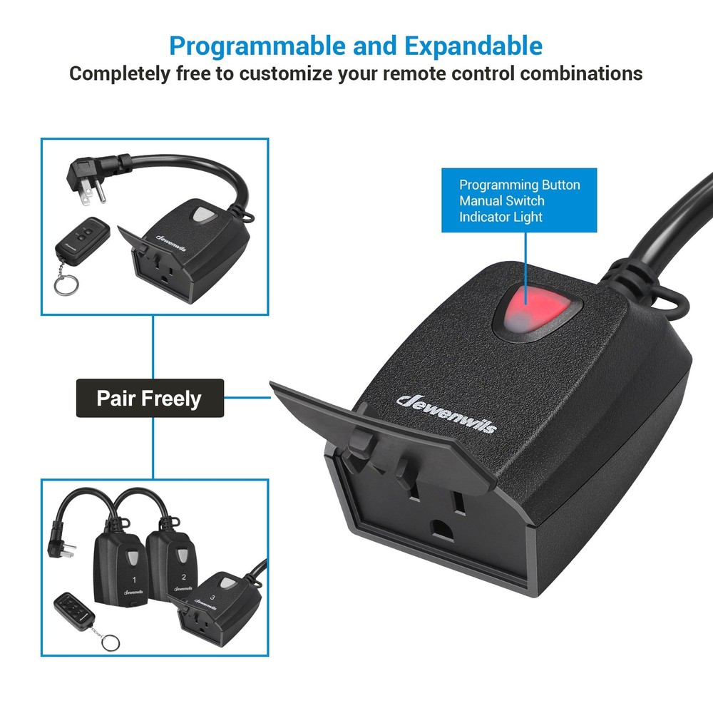 DEWENWILS Wireless Remote Control Electrical Outlet Switch Outdoor Indoor