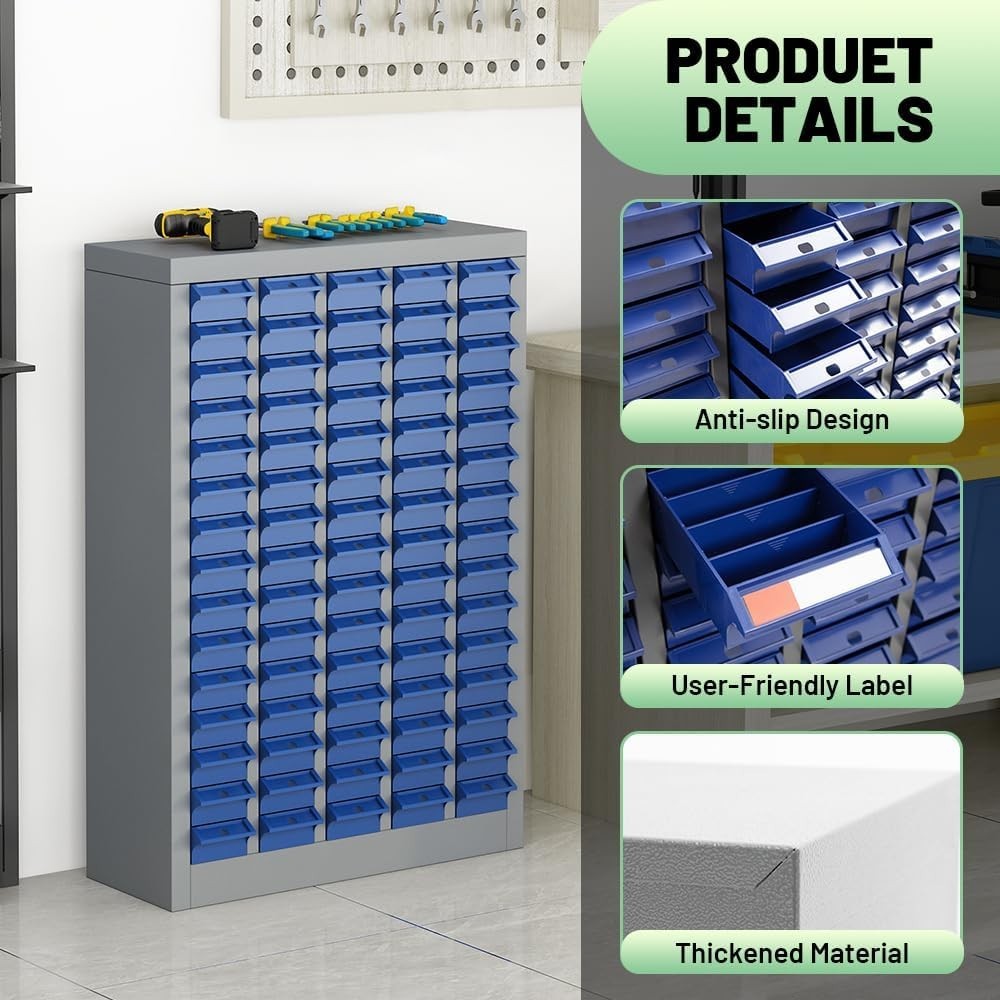 75 Drawers Parts Cabinet, Bolt & Nut Storage, Hardware Tool Organization Shelves